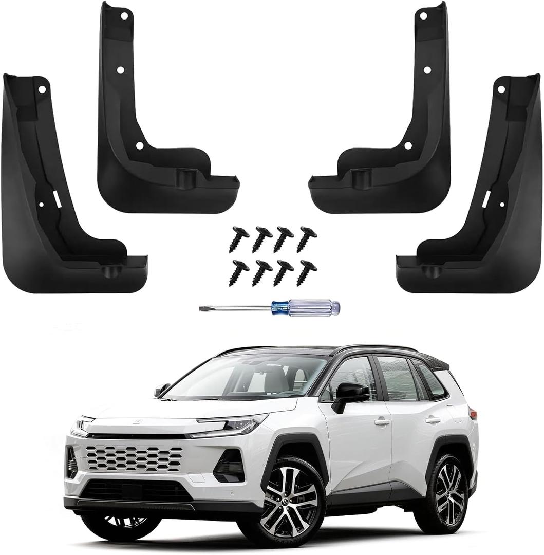No Drill Mud Flaps for 2026-2027 Toyota RAV4,Heavy Duty Front & Rear All Weather Splash Guards Set for LE XLE Limited SE XSE Hybrid GR Sport Models,OEM-Style Textured Black Mud Guards,Not Fit Woodland