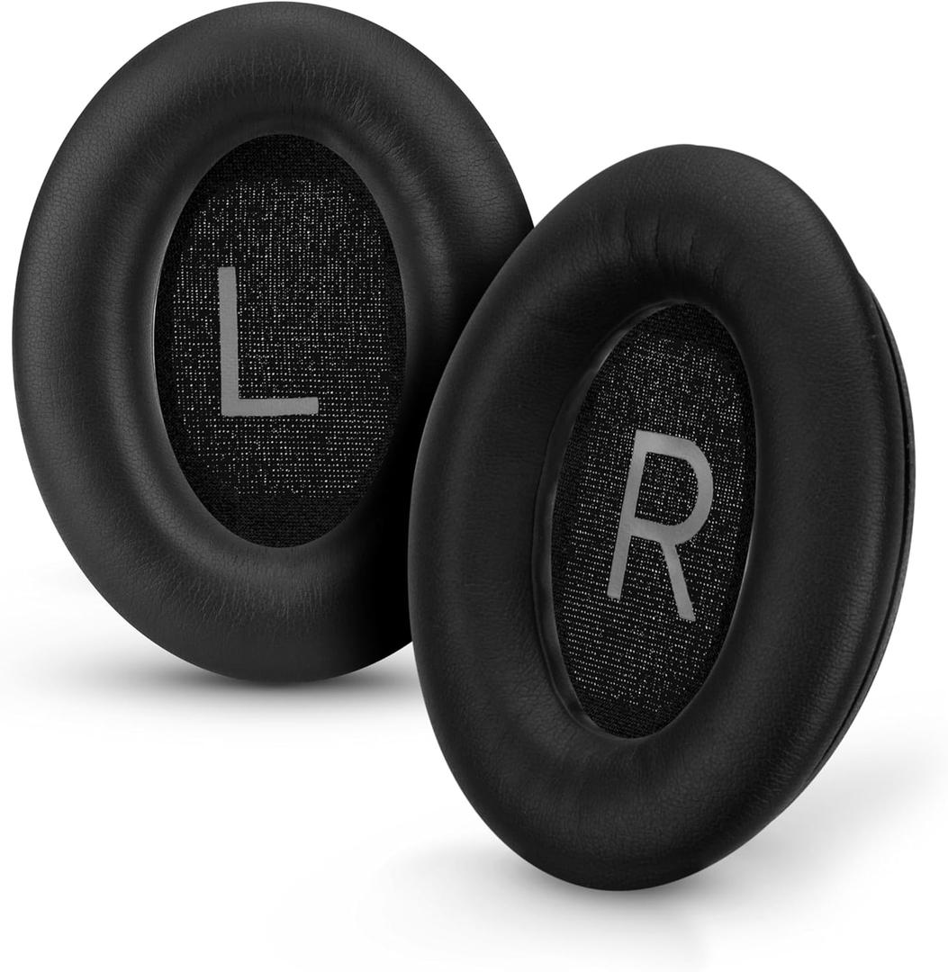 Replacement Earpads for Bose QC45 (QuietComfort 45) Headphones, Upgraded Quality with Thicker Memory Foam & Longer Lasting Leather By Brainwavz (Black)