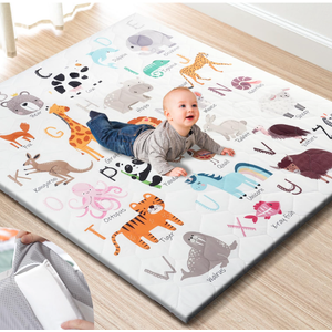 TINYHARBO Premium Foam Baby Play Mat 50" x 50" – Removable & Machine Washable Cover, Extra Thick Padding Playpen Mat, NonSlip Crawling Mat, Easy to Clean for Infants, Toddlers & Babies