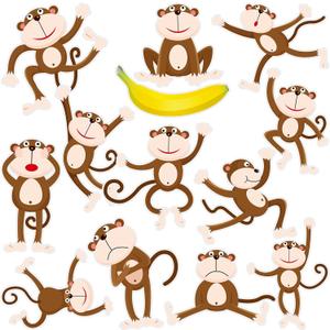 48 Pieces Monkey Cutouts Jungle Party Decorations Monkeys Birthday Party Supplies Paper Safari Hanging Print Wall Decor for Party Supplies with 5 Sheet Glue Point Dot