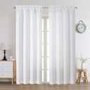 Chyhomenyc White Curtains 84 Inch Length 2 Panels Set, Faux Linen Textured Semi Light Filtering Soft Airy Farmhouse Curtain Drapes for Living Room Bedroom, Cortinas para Sala, 40Wx84L