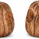 2 x Statues Mango Wood Statue Sculpture, Bookshelf Decor Accents, Set of 2 Use Ideal for Use in Living, Dining Room, Coffee Table Centerpiece (2.75'' X 2.75'' 2.75'')