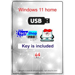 Tech-Shop-pro Compatible with Install Key Included USB For Windows 11 Home OEM Version 64 bit. Recover, Restore, Repair Boot USB, and Install to Factory Default. Fast and Easy Free Technical Support.