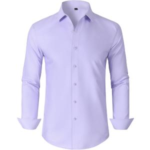 Mens Grade 3.5 Wrinkle-Resistant Dress Shirts Men's Long Sleeve Button Down Work Shirt for Men (6X-Large, 00125_light Purple)