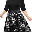 BEDOAR Women's Elegant Lace Embroidery Plus Size Flared A-Line Swing Casual Party Cocktail Dresses with Pockets