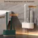 Basaza Toilet Brush and Holder Set Toilet Bowl Cleaning Brush and Holder for Bathroom Toilet Bowl Cleaner Brushes & Holders 4 in 1 Dark Green Bathroom Accessories Wall Mounted or Floor Standing