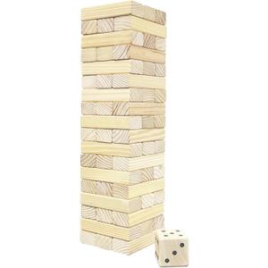 Wooden Tumble Tower Game Yard Outdoor Games for Family Toppling Block Stacking Game (Big-1.48FT)