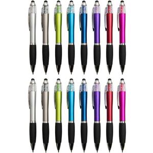 MiSiBao Stylus Pens for Touch Screens, Medium Point Pens with Crystals for Women and Kids Black Ink Pen with Stylus Ballpoint Pens with Comfort Grip for The iPadS(16 Count+4 Refills)