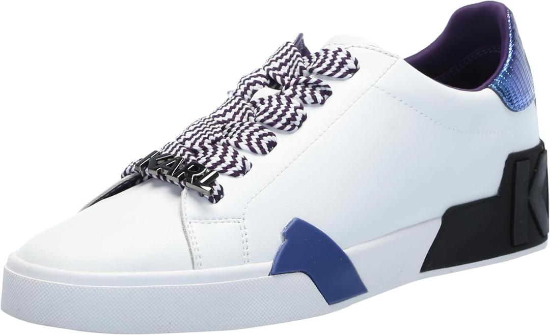 Karl Lagerfeld Women's Melora Lace Up Sneaker (7.5, White/Multi)