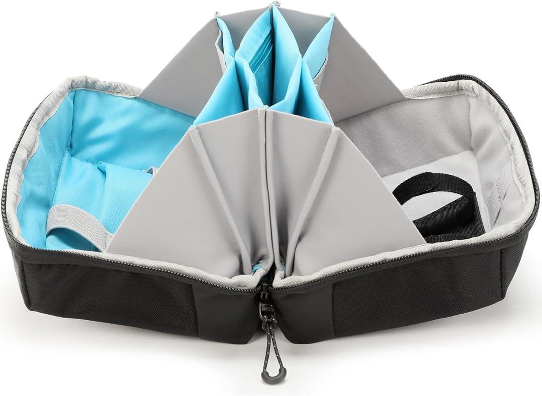 VanFn Electronics Travel Organizer Storage Bag, Travel Accessory Handle Bag, Gadgets Pouch, USB Cable, Travel Friendly Electronics Organizer P.Travel Series (Black blu)