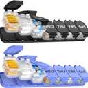 2-Pack Extra Large Weekly Pill Organizer, Travel Pill Box 7 Days, XL Vitamin Holder with 7 Detachable Compartments, Protable Medicine Organizer for Supplements (Purple and Black)