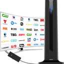 Digital TV Antenna for Smart TV Indoor,2026 TV Antenna with 3M Stick Base, 360°&Long Range Reception HDTV Antenna for Local Channels, Easy Installation Antennas for TVs Without Cable, Black (7.0 in)