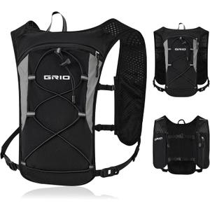 GRIO Hydration Running Vest for Women Men, Water Backpack for Hiking ,with 1.5L Water Bladder, Lightweight Breathable Reflective Hydration Pack for Marathon, Trail, Hiking, Cycling