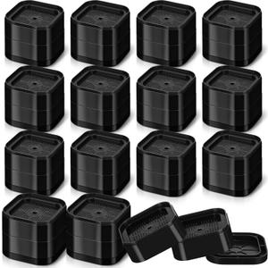 Ecally 16 Pack Adjustable Bed Furniture Risers Square Heavy Duty Stackable Bed Lifts Risers for Mattress Table Sofa Chair Couch Desk Leg(2.2 Inch,Black)
