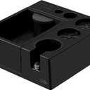 IKAPE Espresso Knock Box, Espresso Coffee Organizer Box Fit for Storage 51, 54, 58MM Espresso Tamper, Distributor, Portafilter & Puck Screen Accessories, Plastic Station Base(Black) (23.7X23.7X8.6CM)