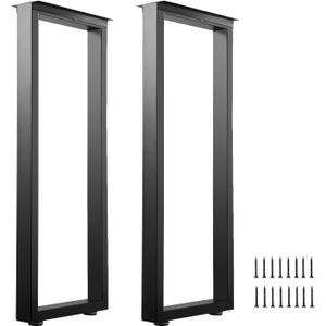36 Inch Metal Bar Table Legs, Heavy Duty Dining Table Leg Desk Legs with Adjustment Feet, Black, Set of 2