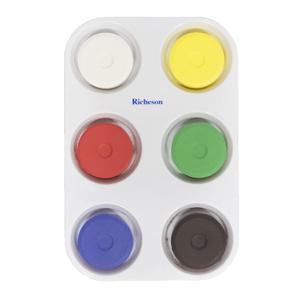 Sax Non-Toxic Giant Tempera Paint Cakes with Tray - 2 1/4 x 3/4inch - Set of 6 - Assorted Colors