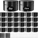 25 Pcs Plastic Jars with Lid 8 oz Plastic Cosmetic Containers Round Lotion Sample Containers Refillable Travel Jars Leak Proof Empty Cosmetic Jars for Storage Cream Powder Ointment Supplies(Black)