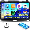 [2+64G] Android 13 Car Stereo Radio for Honda Vezel HR-V 2014-2019 with Wireless Carplay&Android Auto,9 Inch Touch Screen Car Radio with Bluetooth FM/RDS Radio EQ WiFi GPS Navigation SWC