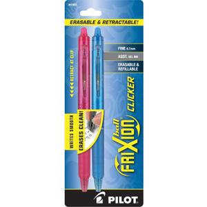 PILOT FriXion Clicker Erasable, Refillable & Retractable Gel Ink Pens, Fine Point, Assorted Color Inks, 2-Pack (31483)