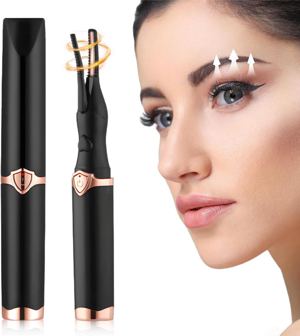Electric Eyelash Curler for Women, 2025 Upgraded Portable Heated Eyelash Curler, 3 Heat Modes and Smart Temperature Control Natural Curling 24H Long-Lasting (Black)