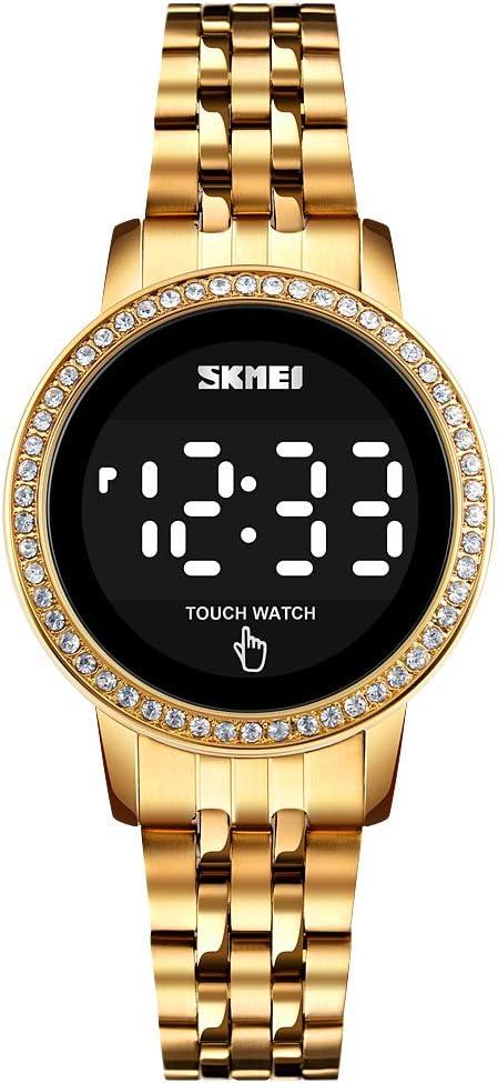 Stainless Steel Gold Womens Digital Watch for Women Waterproof
