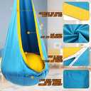 Y-STOP Kids Pod Swing Seat, Hanging Hammock Chair with Inflatable Pillow, Sensory Swing Chair with Pocket for Indoor and Outdoor (Blue Yellow)