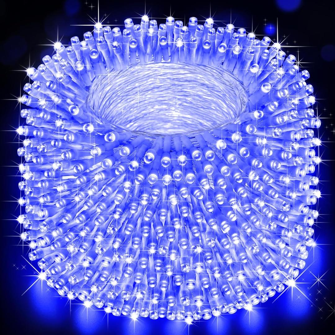 Heceltt Christmas Lights Outdoor, 522FT 1300 LED String Lights with 8 Lighting Modes, Timer Memory Twinkle Fairy Lights Waterproof Plug in for Xmas Tree Wedding Party Holiday Decor (Blue)