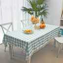 Checkered Tablecloth Rectangle, Heavy Weight Wrinkle Free Cotton Gingham Table Cloth Plaid Table Cover for Spring Summer Picnic Kitchen Dinner Restaurant Outdoor Party55x84, Aqua