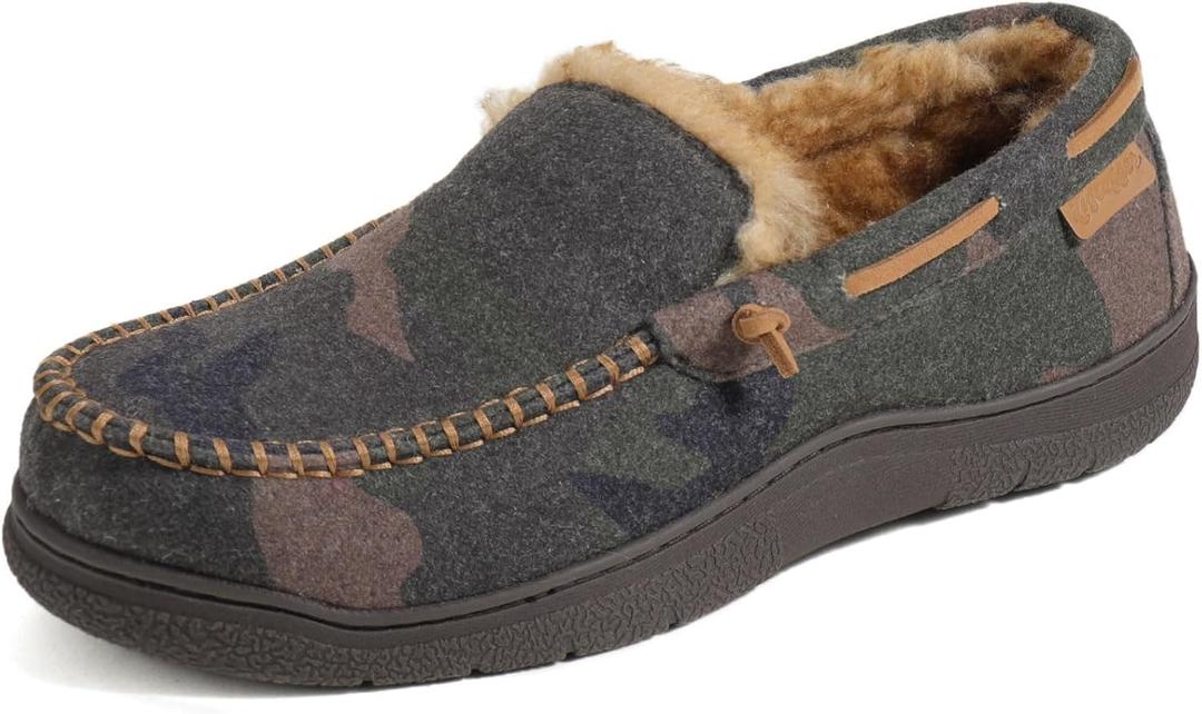 Zigzagger Men's Moccasin Slippers Memory Foam House Shoes, Indoor and Outdoor Warm Loafer Slippers (11, Camouflage)