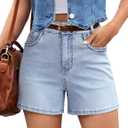 luvamia Jean Shorts for Women Trendy Wide Leg Mid Thigh Casual Summer Stretchy Denim Shorts Jorts with Braided Pockets (Blue, M)