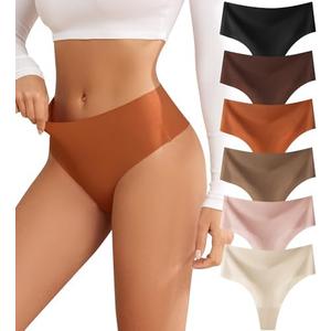oshkang Thongs for Womens High Waisted Seamless for Women Underwear Sexy Breathable Panties 6 Pack Size L