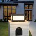 Outdoor Post Lights 11.8" Dark Gray Square Column Lighting, High Voltage Wired Columns Lamp, 3000K Warm White LED IP54 Waterproof Fence Posts Cap Lights for Garden Deck Patio Outside