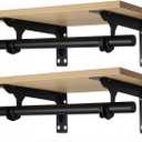 FIRJOY Wall Mounted Clothes Rack, with Top Shelf and Hanging Rod, Heavy Duty (2 PACK 11.8" x 15.7", Black)