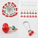 12 Pieces Cherry Shower Curtain Hooks for Bathroom Shower Rods, Stainless Steel Cherry Pendant Bathroom Decorations Curtain Rings Set (Red Cherries)