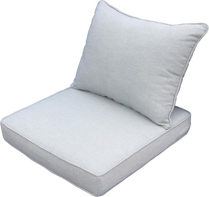 Outdoor Patio Furniture Replacement Cushions,24"X24"X5" Deep Seat Chair Seat Back Cushion Set,All Weather Breathable Sectional Cushions for Patio Furniture Couch Loveseat,Light Gray Grey