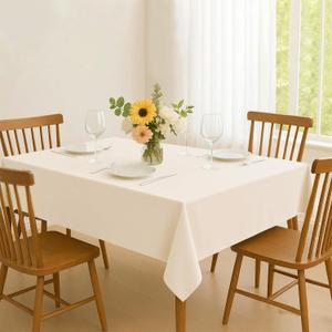 Tablecloths 60x70 inch for 6 Foot Rectangle TableCream TableclothWaterproofFaux Linen Beige