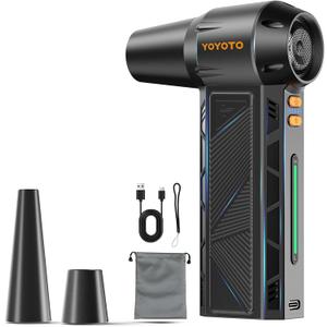 Compressed Air Duster, 300000RPM Powerful Electric Air Duster Rechargeable with LED Light and Brushless Motor, 4-Gear Cordless Mini Air Blower for Keyboard, Computers, Car, Outdoors (Black)