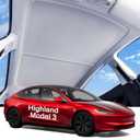 LOWEEY 2026 Upgraded Tesla Model 3 Highland Sunshade Roof, UPF200+ Roof Sunshade with Storage Bag, No-Sag&No-Gaps Heat Insulation Foldable Roof Shade, Tesla Accessories for Highland 2024-2026, Gray