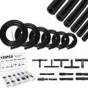 Silicone Vacuum Tubing Hose With 12 Sizes 120PCS Nylon Connector, 1/8" 5/32" 3/16" 1/4" 5/16" 3/8"ID 6.6FT 6PSC High Performance 130PSI Automotive Replacement Silicone Vacuum Tubing Hose line Kit