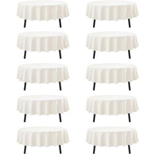 10-Pack Ivory Round Tablecloths, 90 Inches, Stain-Resistant Polyester for 4-5 Ft Round Tables - Washable Table Covers for Weddings, Banquets, Birthday Parties, Events