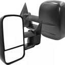 AERDM New Pair Towing Mirrors Manual Operated Textured Black Telescoping Trailer Side Mirrors Fit Chevy/GMC/Cadillac Silverado Sierra Avalanche Suburban Tahoe Yukon XL Escalade EXT ESV, 3.75 inches