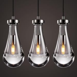 Raindrop Pendant Lights Set of 3, Modern Pendant Lights Kitchen Island 3 Pack, Brushed Nickel Island Light, Pendant Light for Bedroom Bathroom, Chandelier for Living Room Hallway