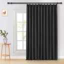 Pinch Pleated Curtains, Blackout Curtains 84 inch Long for Bedroom, Solid Thermal Insulated 100% Blackout Black Drape, Pinch Pleat Drapes with Hooks (Black, 1 Panel, W52 x L84 inch)