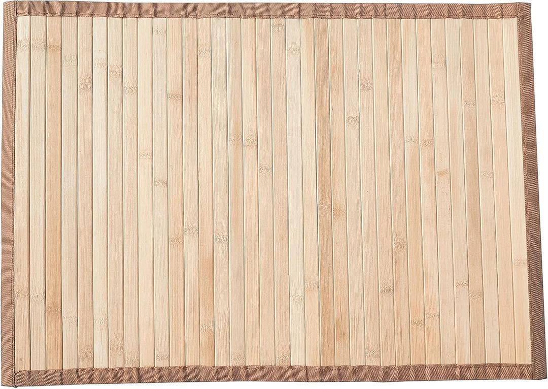 Queensell Bamboo Rug  Bamboo Bathroom Accessories Area Rug  Bamboo Bath Mat  Bathroom Rugs  Bamboo Runner Small Rug 17" x 24" Light Brown