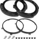 X AUTOHAUX 7 Inch Round Headlight Mounting Retaining Bracket Ring Set with Headlight Metal Ring for Jeep Wrangler JK 2007-2017 Black
