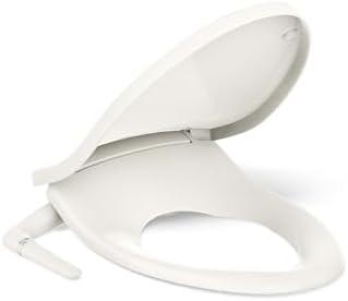 KOHLER PureWash M250 Manual Elongated Bidet Toilet Seat, Biscuit, Quiet-Close Lid Prevents Slamming, Easy Installation with Quick-Release Hinges, Adjustable Spray Position & Pressure
