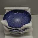 Selamica 9.6" Pasta Bowls Set of 4, 51 OZ Large Salad Bowls, Ceramic Wide and Shallow Serving Bowls for Soup, Dinner, Microwave & Dishwasher Safe, Vintage Blue