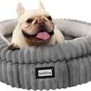 BALANCE Cat Bed Kitten Bed, Washable Round Cat Beds for Indoor Cats,Super Soft Plush Faux Fur Pet Bed for Puppy and Kitten with Anti-Slip Bottom (Grey)