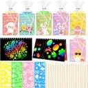 24 Sets Easter Classroom Gifts for Students Kids Bulk, Easter Rainbow Scratch Notebook Party Favor, Goodie Bag Basket Stuffer, School Class DIY Craft with Stencils, Pens, Teacher Prize Supply